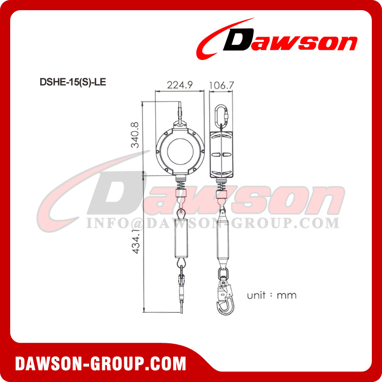 Linha de vida retr&aacute;til DSHE-15 (S) -LE - Dawson Group Ltd. - Fabricante, f&aacute;brica na China
