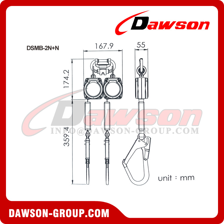 Linha de vida retr&aacute;til s&eacute;rie DSMB-2N + N - Dawson Group Ltd. - Fabricante, f&aacute;brica na China