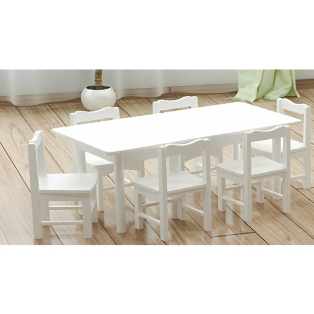 幼儿园室内儿童木制白色长方形桌子(19A2101)