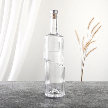 Empty Clear Finish Liqueur Glass Bottle With Special Design