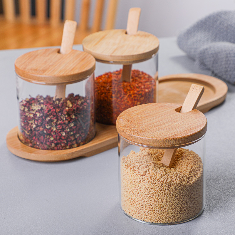 300ml Glass Spice Jar with Wooden Cap and Spoon