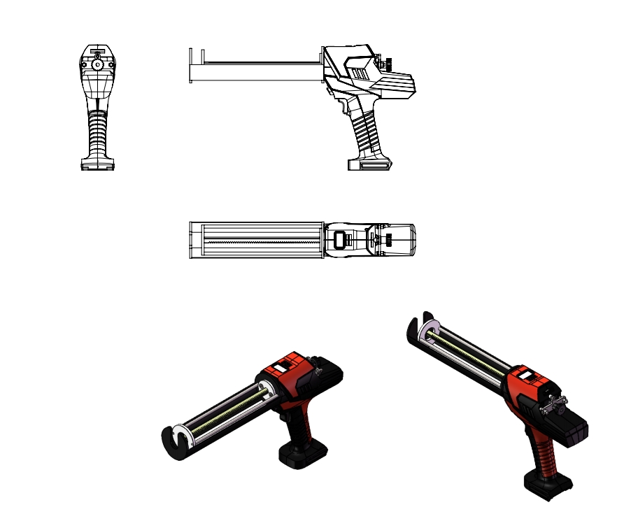 380ml To 410ml Coaxia Battery Caulking Gun Coaxia Injection Gun Dispensing Anchor Gun