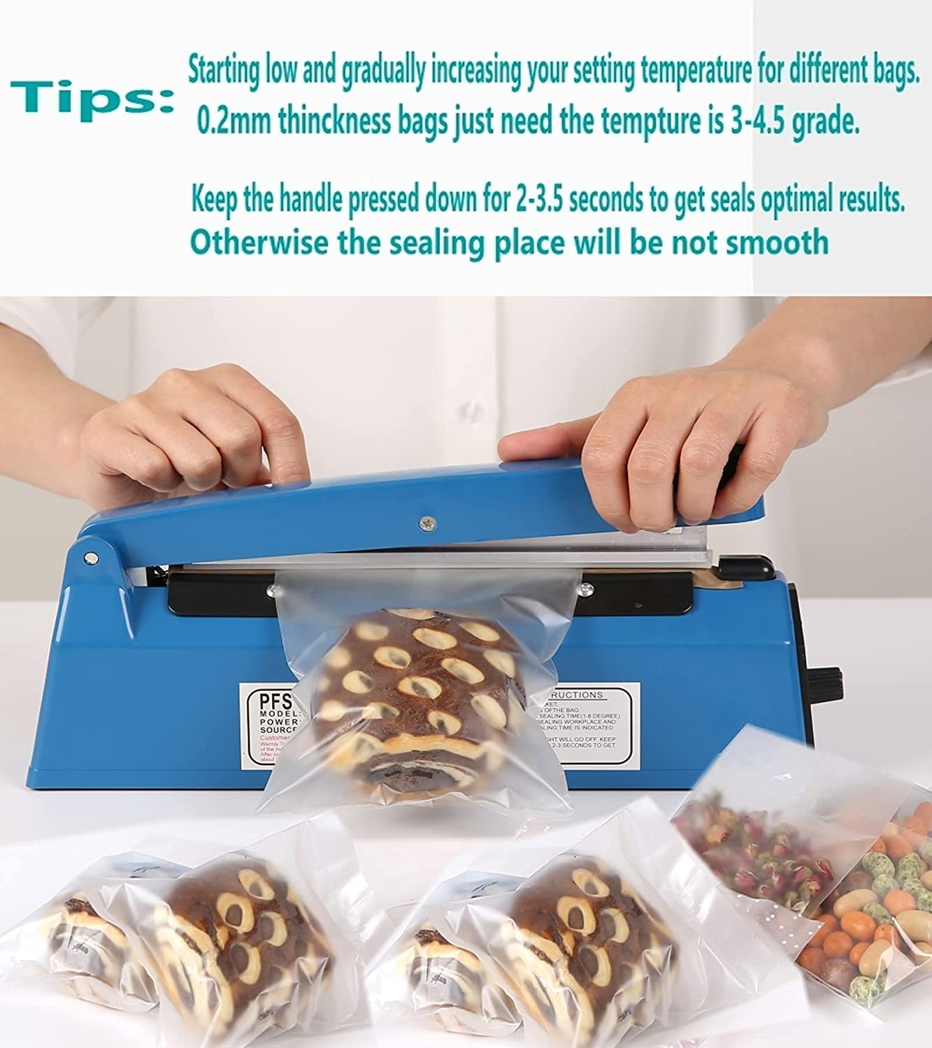Manual Impulse Bags Heat Sealer 8inch Impulse Sealer Machine for Plastic Bags PE PP Bags