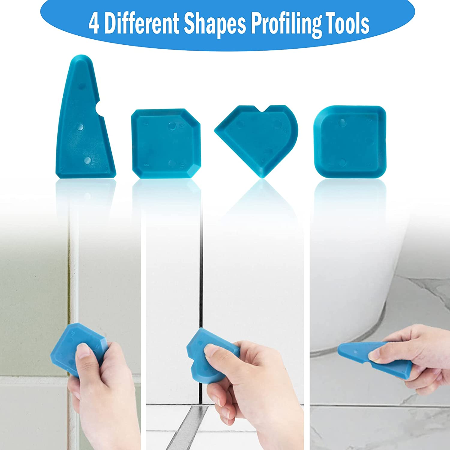 Silicone Sealant Finishing Tool Grout Scraper 13Pcs Caulk Nozzle Applicator Tools for Kitchen Bathroom Window and Sink Joint