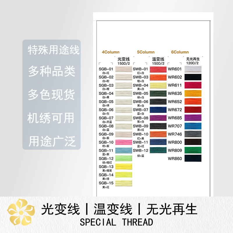 樱花牌温变线 150D多色温变纱线 感温变色