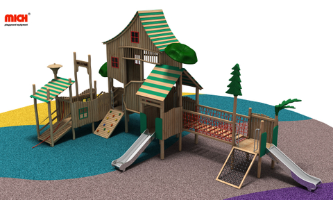 BAMBINI Playhouse in legno all'aperto con tetto