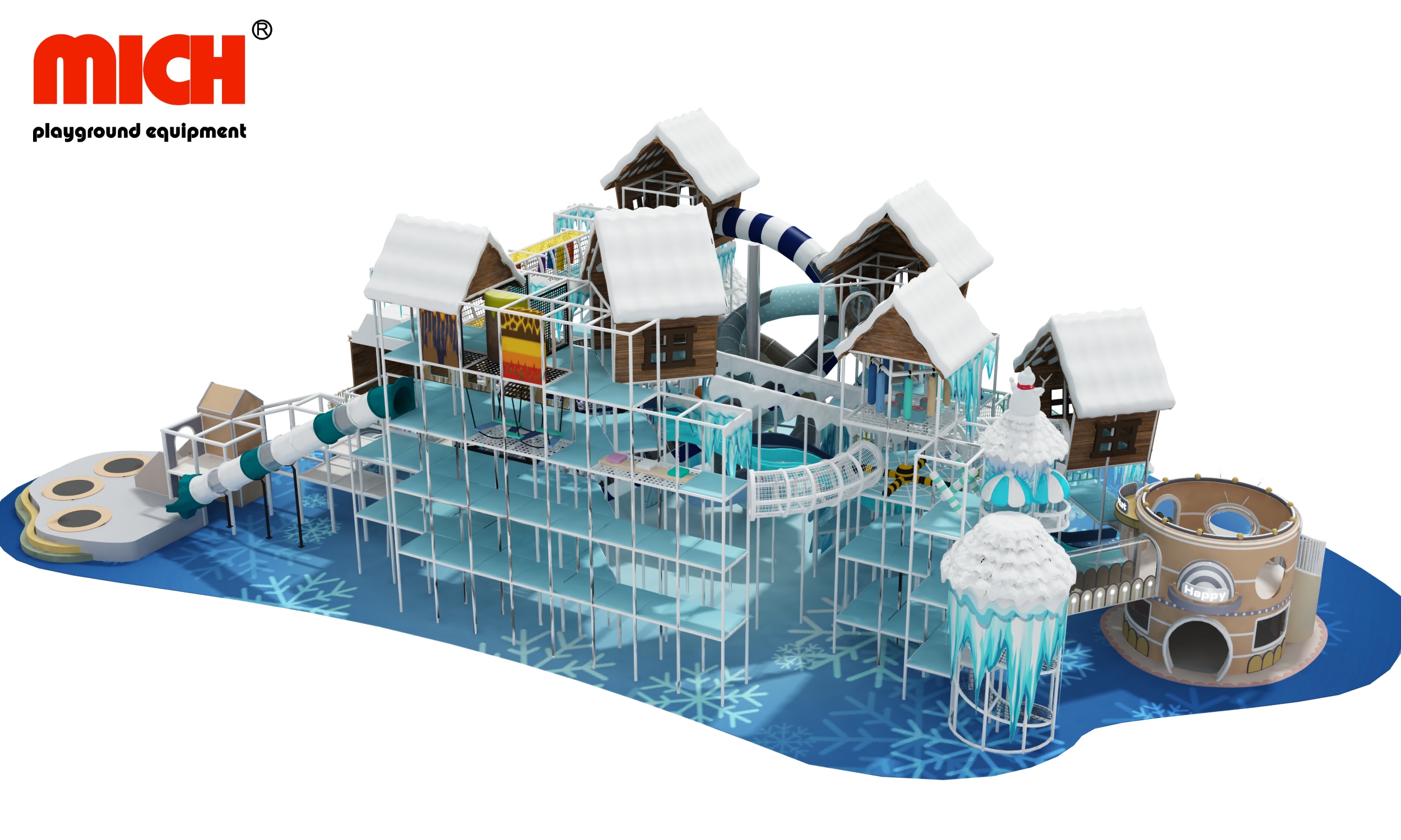 ธีม Ice and Snow Castle การออกแบบใหม่สนามเด็กเล่นในร่มสำหรับขาย
