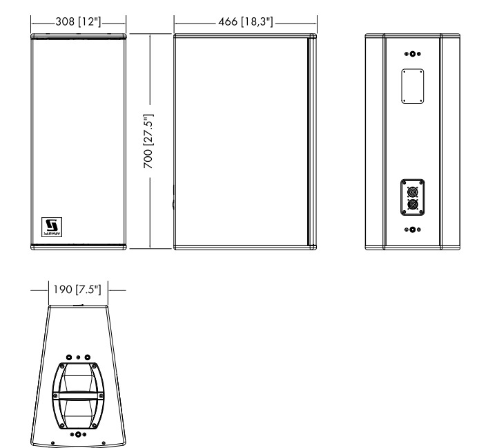 Dimension du haut-parleur V7P double 10 pouces