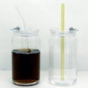 16 oz Can Shaped Juice Beer Drinking Glass Cups With Lids and Straw 