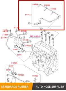 Manguera Tubo Retorno Riel Inyectores 314712A710 para HYUNDAI/KIA