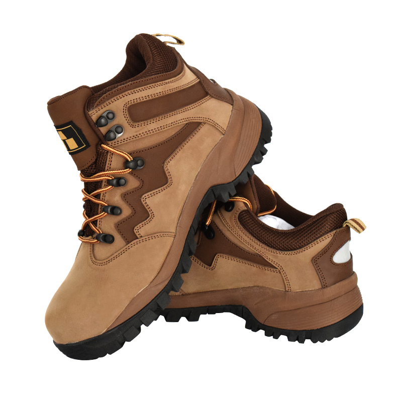 Brand Men Puncture Proof fashion brown nubuck leather Breathable cheap price Protective sport work Lightweight safety shoes