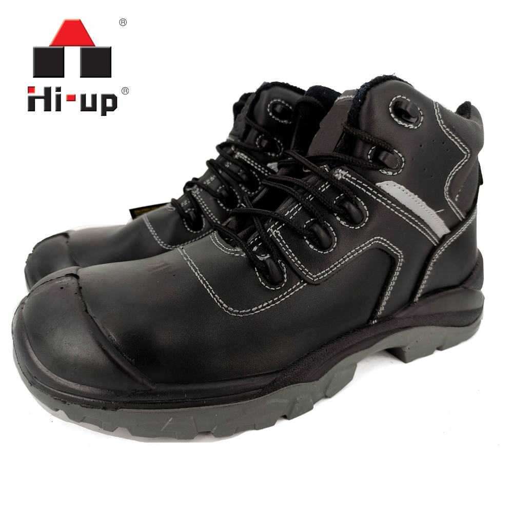 industrial leather working shoes construction boots mining shoes with fiberglassl toecap high level with genuine leather