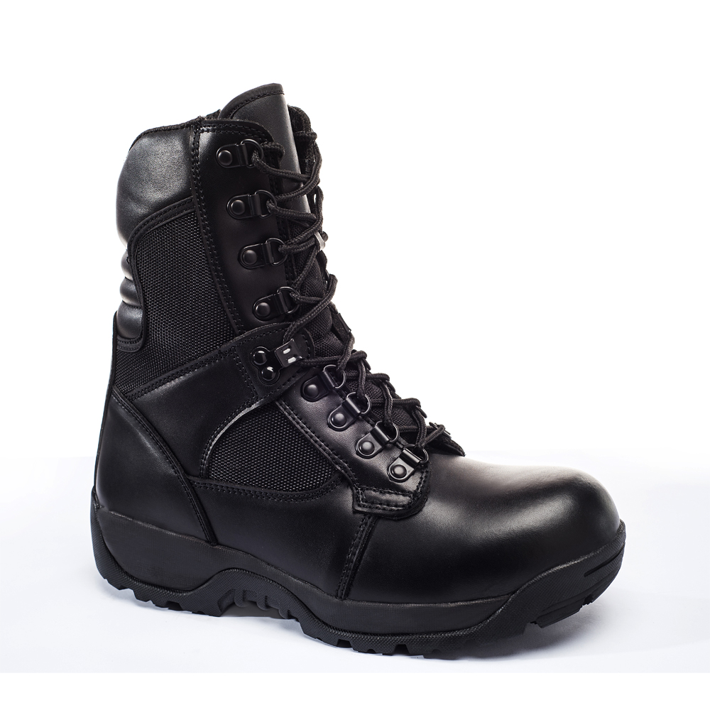 China good quality hot selling high cut fiber glass black leather military tactical boots safety shoes Botas de Seguridad