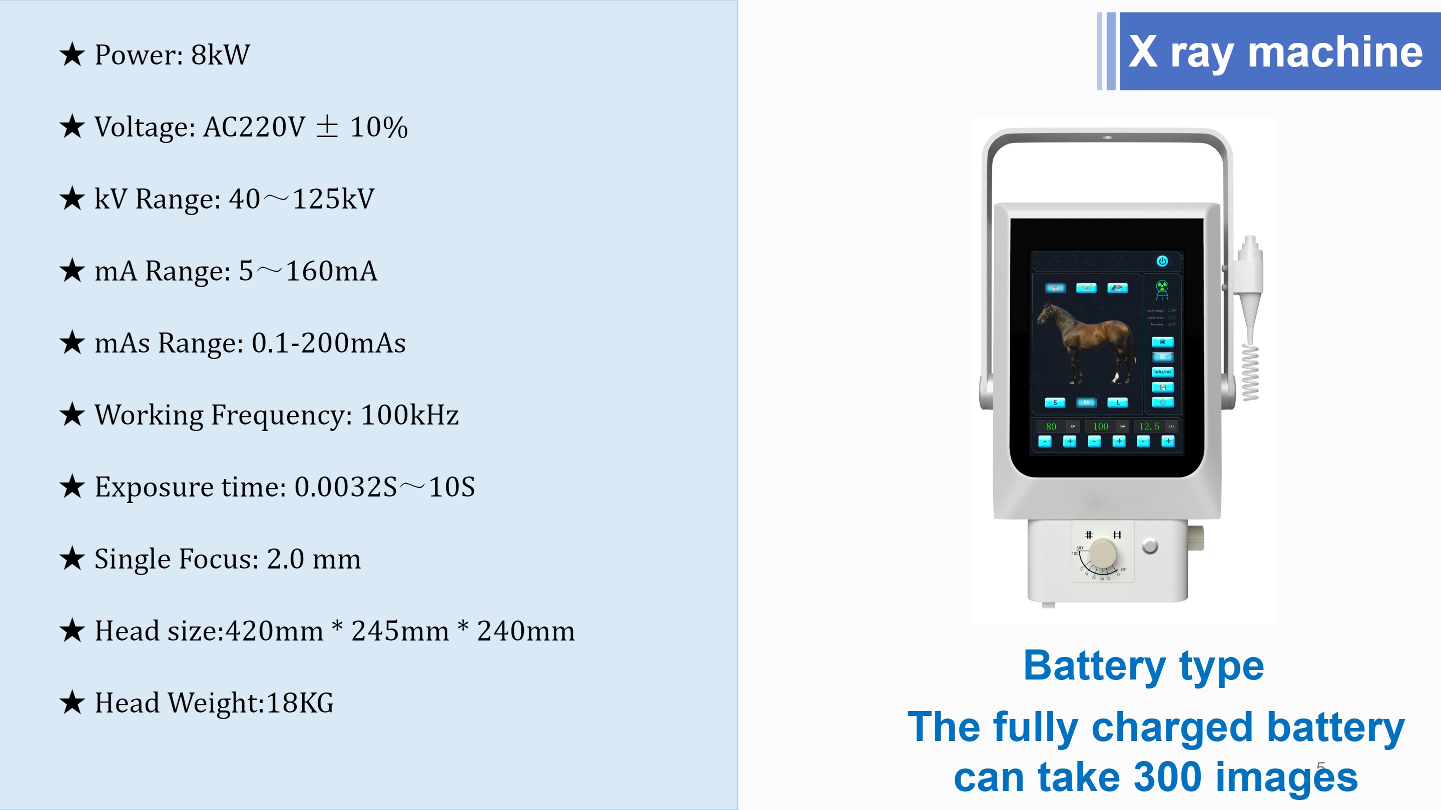 Cheval v&eacute;t&eacute;rinaire &agrave; rayons X portable LXR-118 avec d&eacute;tecteur &agrave; &eacute;cran plat sans fil-5