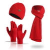 Mens Casual Rib Beanie Scarf Glove Set