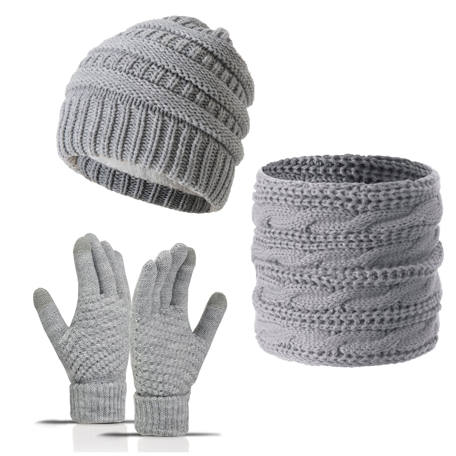 Grey Wool Knit Three Piece Set