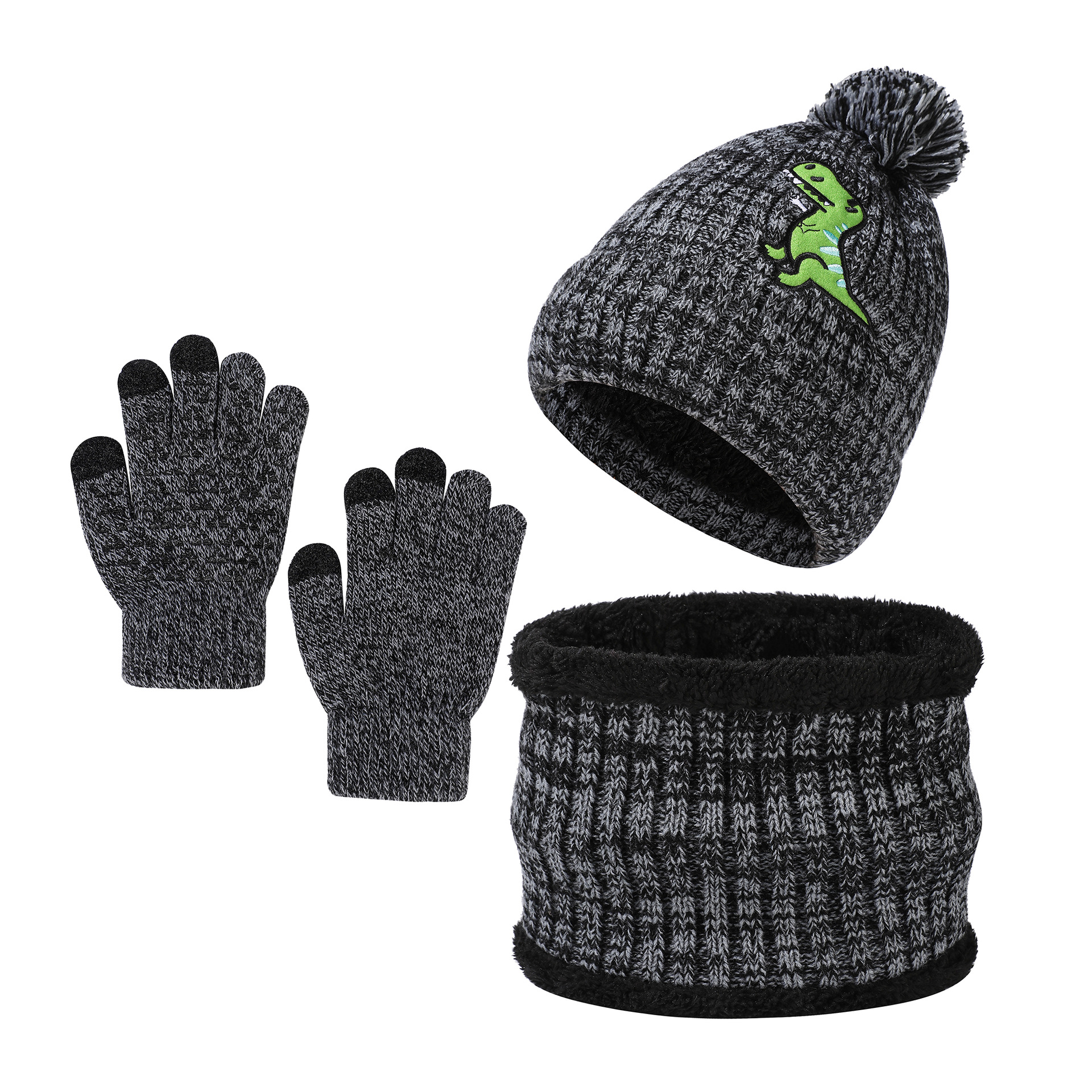 Children Black Knit Three Piece Set