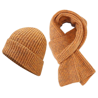 Ladies Colorful Cotton Warm Knit Scarf Beanie