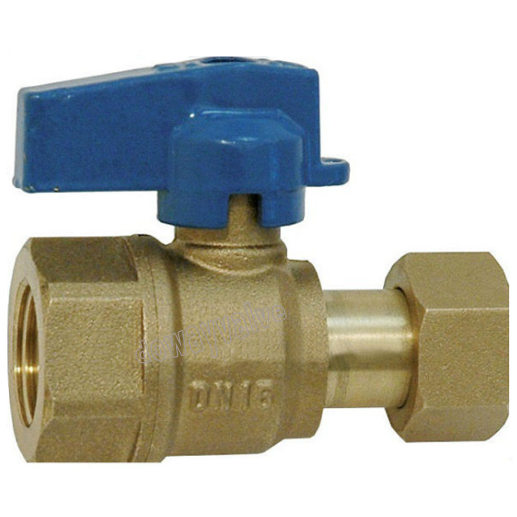 Robinet &agrave; bille en laiton avec poign&eacute;e en aluminium &agrave; &eacute;crou libre