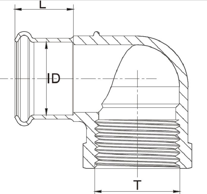 Coude femelle bronze 90 degr&eacute;s Fpt X Press Fit