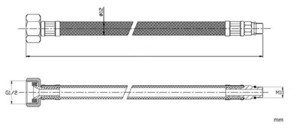 Tuyau de robinet tricot&eacute; en acier inoxydable flexible M10