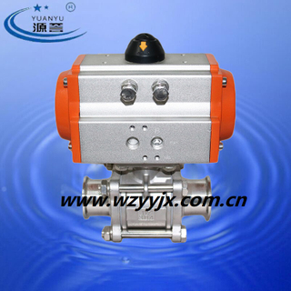 Three Piece Triclamp Ball Valve Actuated