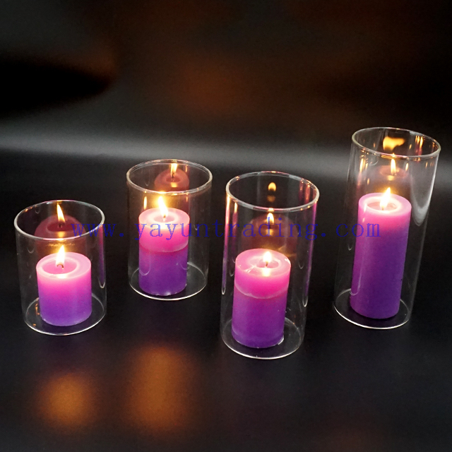 Large Clear Glass Cylinder Hurricane Vase Candle Holder