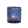 Yayun dimond embossed blue glass candle holder