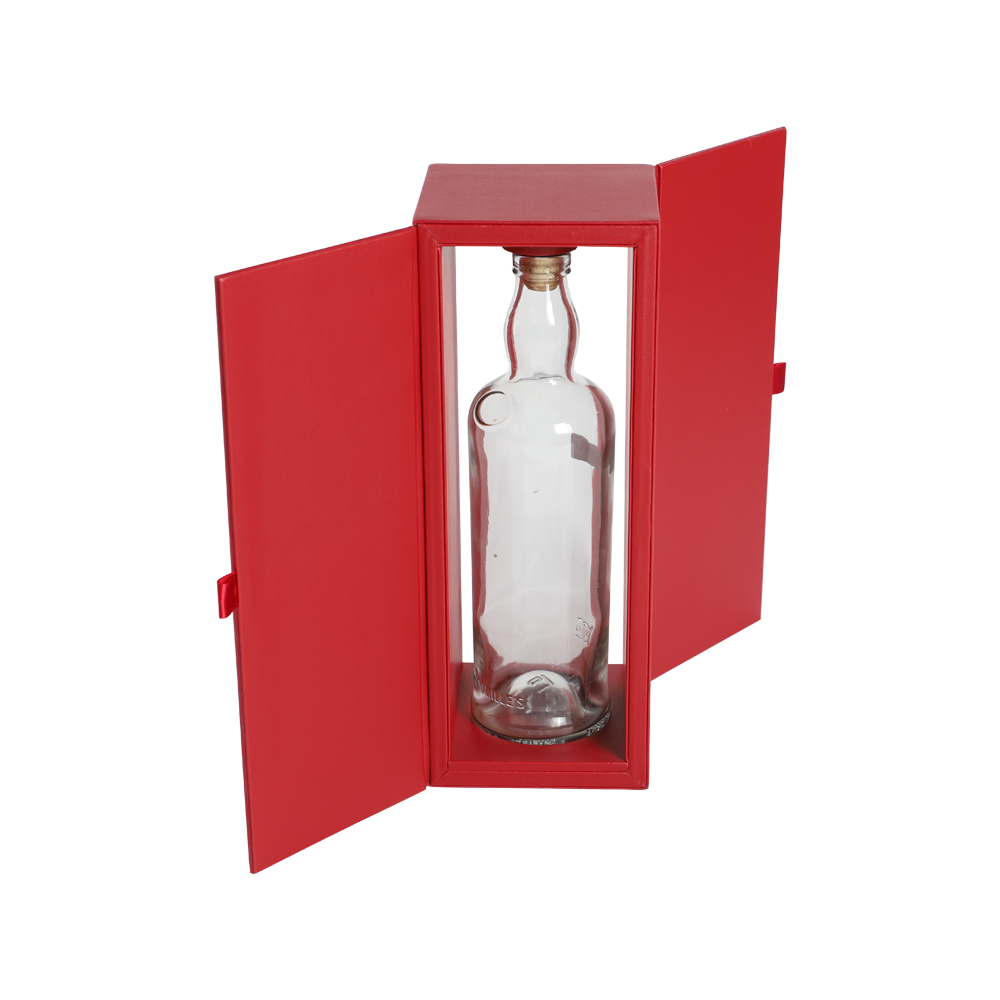 Luxury wine box Front& back open design closed by magnets Wine Bottle box- Single Wine Bottle Holder,Tabletop Wine Holder 