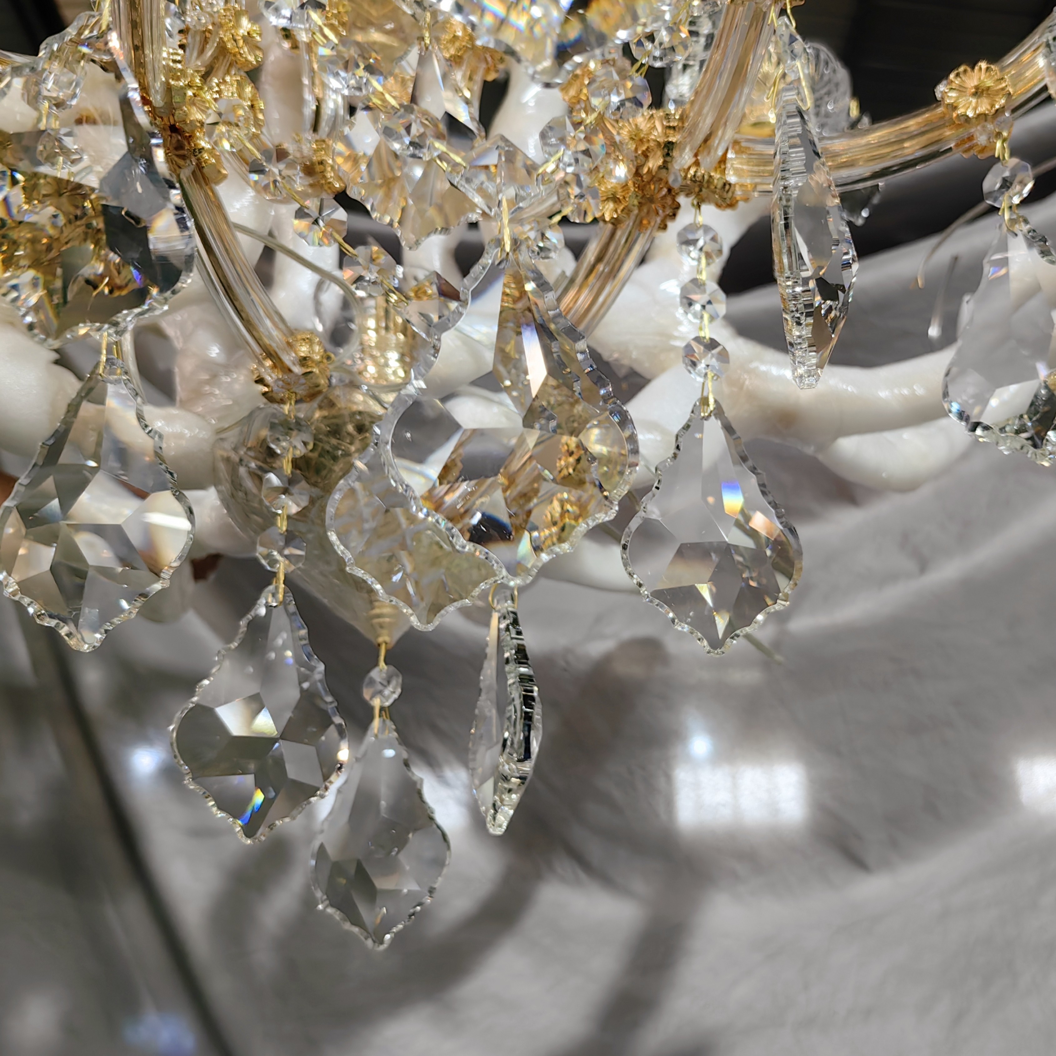 Люстра гостиницы европейского металла стиля Майра Терезы кристаллическая золотая (MD9858-12+6+1)