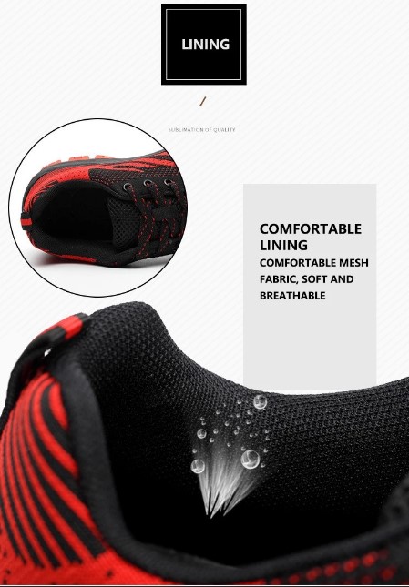 red safety shoes lining