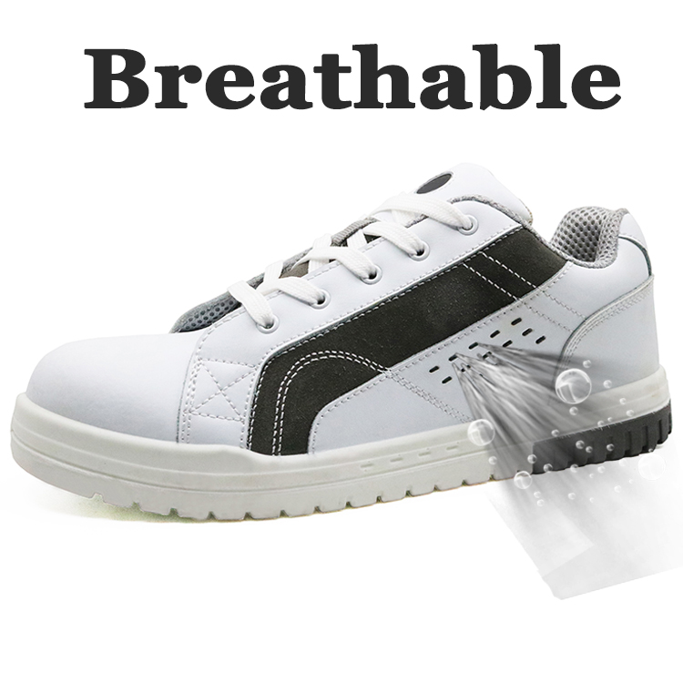 White slip resistant metal free anti static work shoes safety