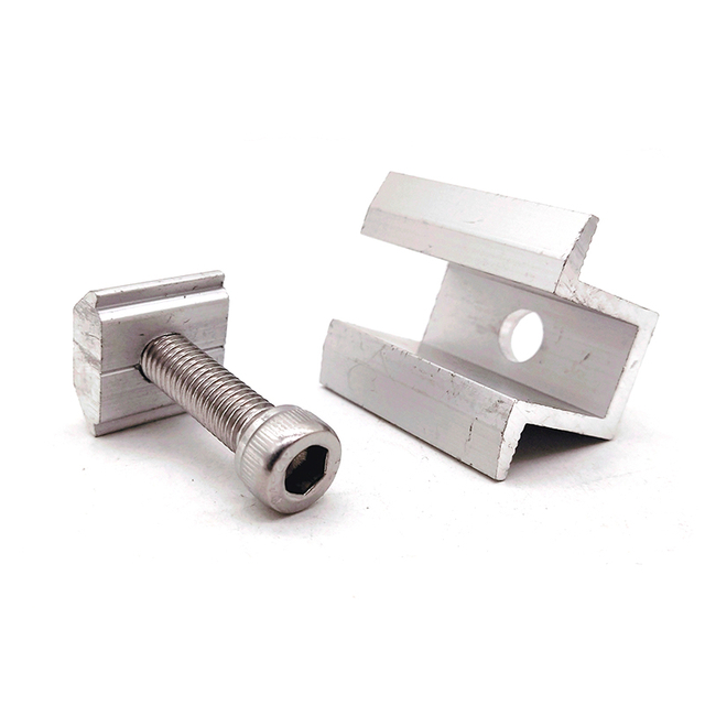 Pince en aluminium centrale de montage de panneau solaire avec vis d'assemblage à tête creuse hexagonale