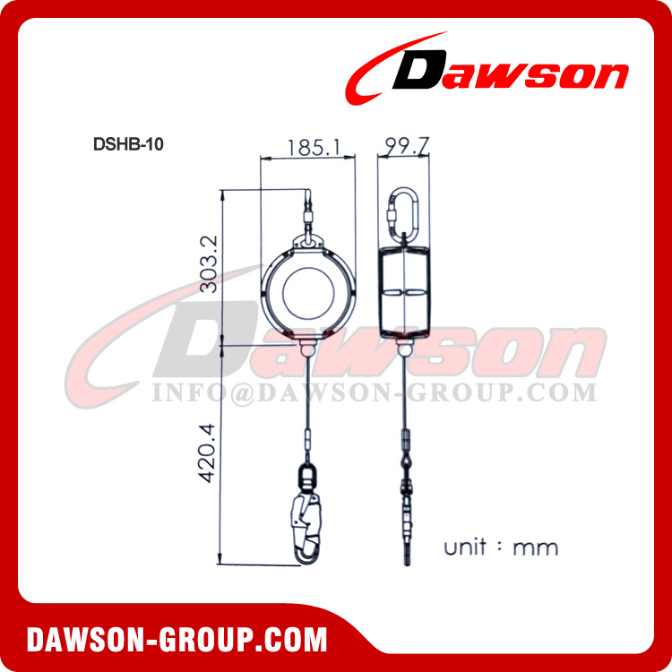 Linha de vida retr&aacute;til vertical s&eacute;rie DSHB-10 - Dawson Group Ltd. - Fabricante, f&aacute;brica na China