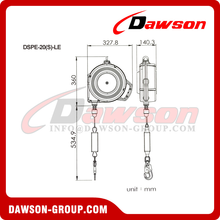 Linha de vida retr&aacute;til DSPE-20 (S) -LE - Dawson Group Ltd. - Fabricante, f&aacute;brica na China