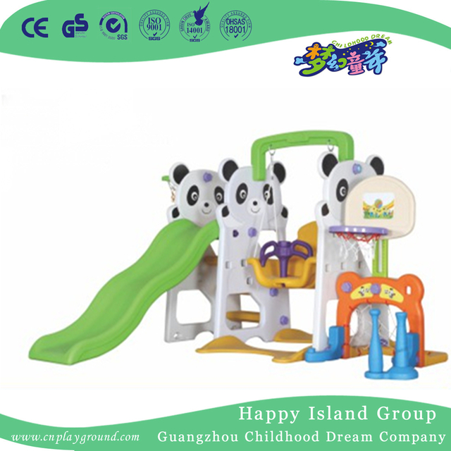 可爱幼儿园塑料小熊猫秋千滑梯(ML-2014604)