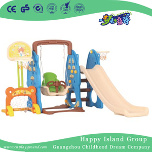 Indoor Children Plastic Blue Rabbit Small Slide Spielplatz mit Schaukel (ML-2014106)