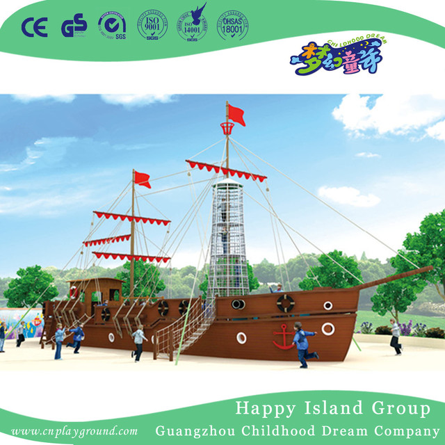 Patio de recreo de barco pirata de madera para jardín de infantes grande al aire libre (HHK-5702)