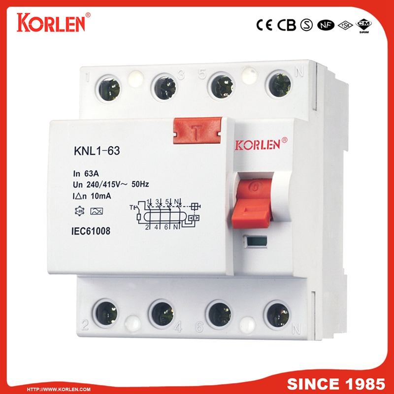 Korlen Residual Current Circuit Breaker RCCB Knl1-63 (F360 Series) with Ce CB 3ka16A 25A 32A