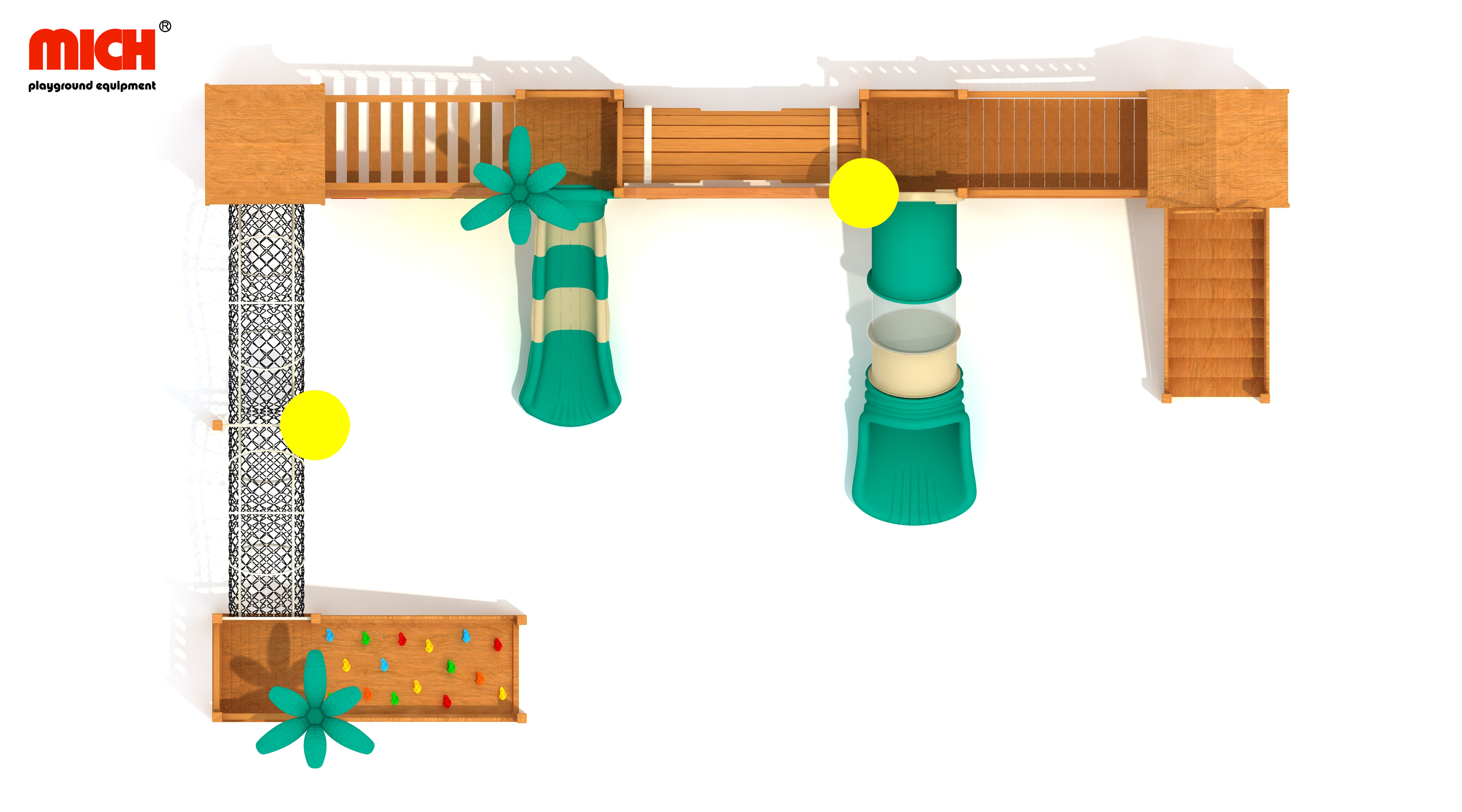 Estructura de juego al aire libre de madera personalizada