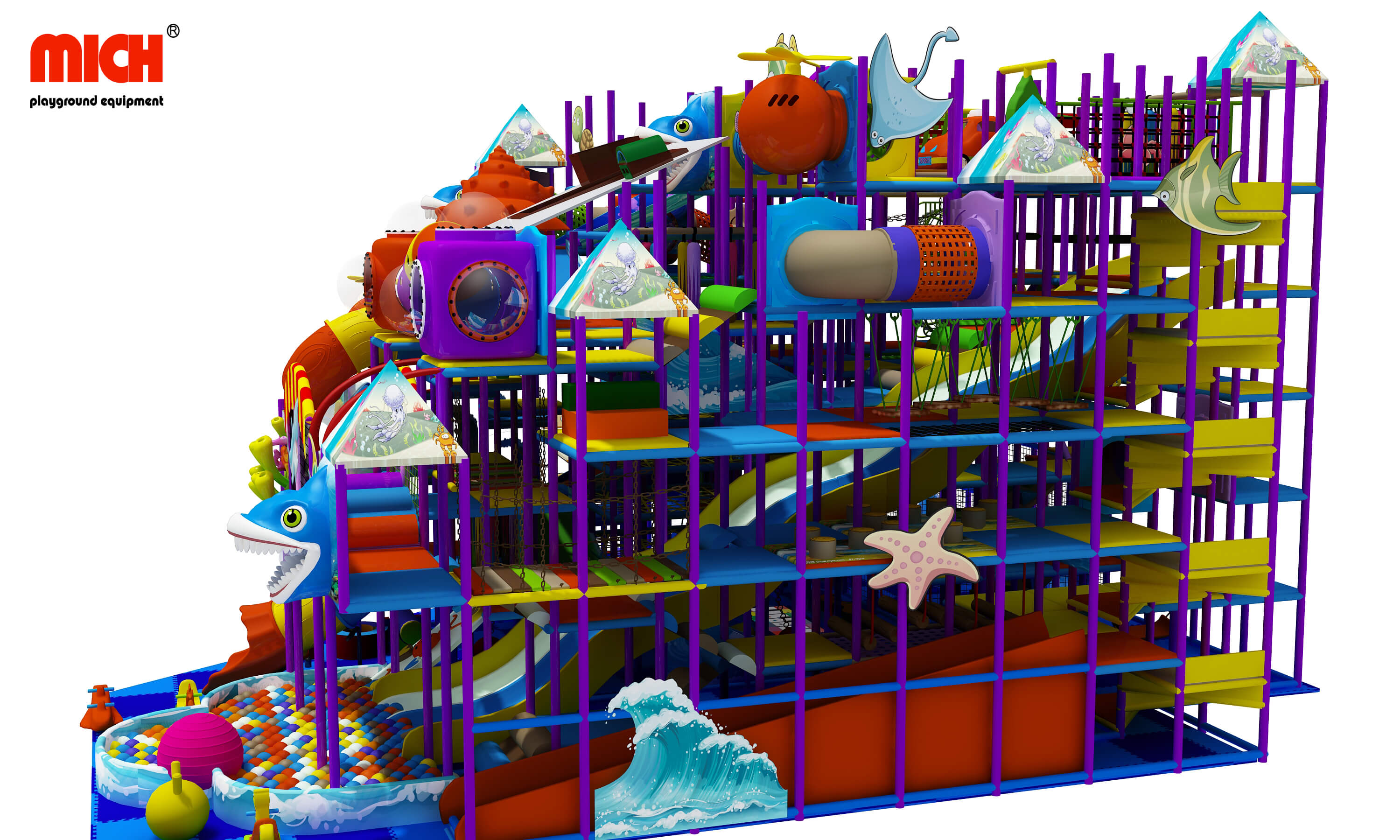 Ocean Themeed 6 Levels Kinder weiches Spielhaus