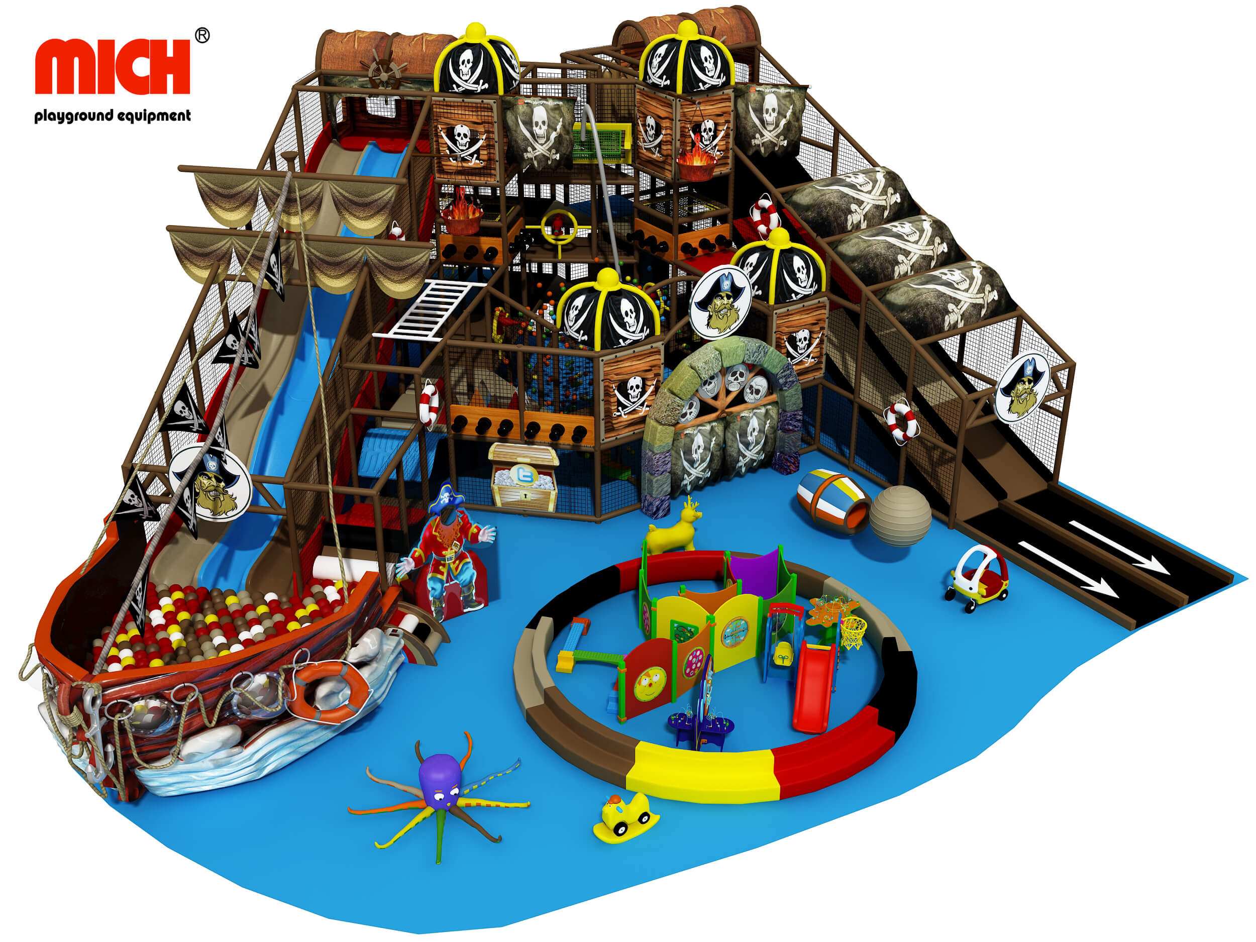 Area di gioco soft per bambini a tema pirata classico
