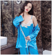 Sleepwear2PCS Women Sexy Silk Satin Pajamas Sleepwear