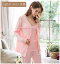 Spring and autumn ladies knitting wool cashmere cardigan long-sleeved trousers three-piece home wear wholesale