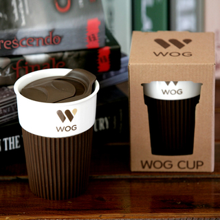 Super White Durable Porcelain Travel Mug with Lid and Sleeve