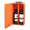 Wine Box, 2 Bottle Leatherette Top Handle Travel Wine Gift Box, Handmade Premium Wine Carrier Case