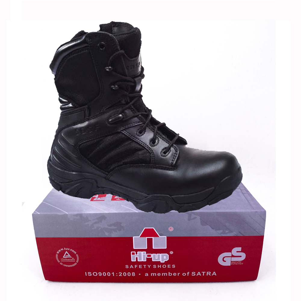 Steel toe Pu injection outsole good quality Black Waterproof Leather Heat resistant anti-slip Safety shoes Botas de Seguridad