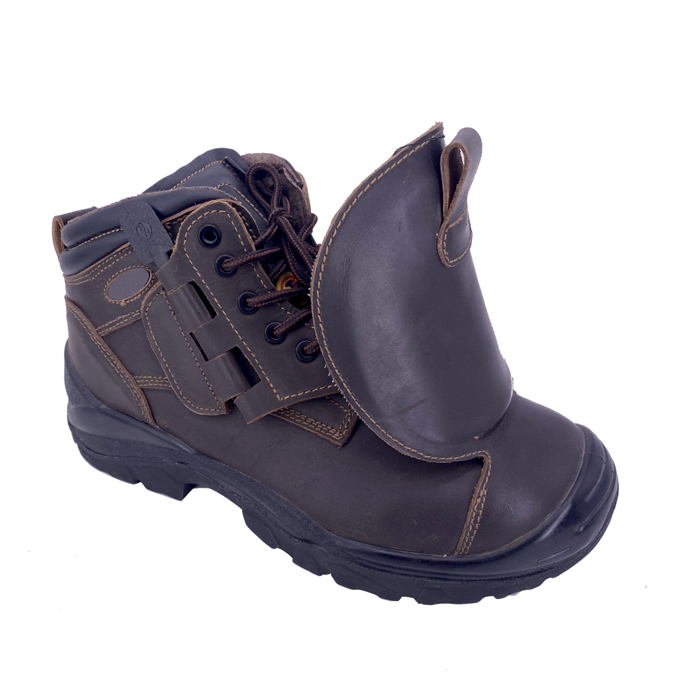 Factory Outlet first layer cow leather crazy horse Men's Steel Toe Work Boots Slip Resistant Construction Safety Shoes