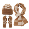 Brown Wool Stripe Knit Three Piece Set