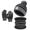 Children Wool Black Stripe Knit Three Piece Set